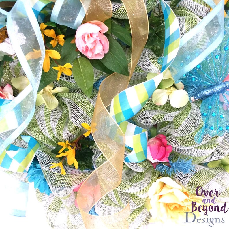 Wreaths for front door Butterfly wreath Door wreath Mesh wreath Spring wreath Wreaths for Spring Whimsical wreath Spring mesh wreath