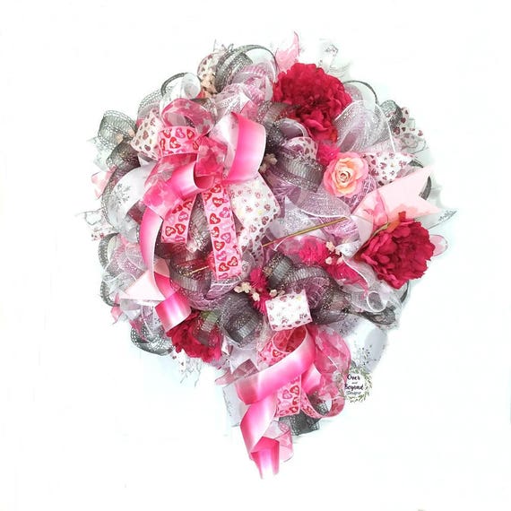 Pink Valentines Day Wreath, Valentine Wreath Deco Mesh, Valentine Wreath  Decorations, Valentines Wreaths for Front Door, Valentines Decor 