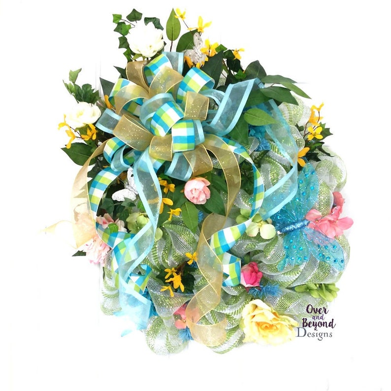 Wreaths for front door Butterfly wreath Door wreath Mesh wreath Spring wreath Wreaths for Spring Whimsical wreath Spring mesh wreath