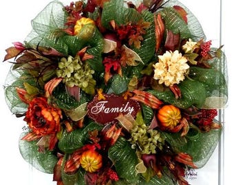 Coronas de malla de otoño, Coronas de otoño, Corona XL, Corona de otoño, Coronas de otoño a la venta, Coronas de otoño para puerta de entrada, Coronas para exteriores