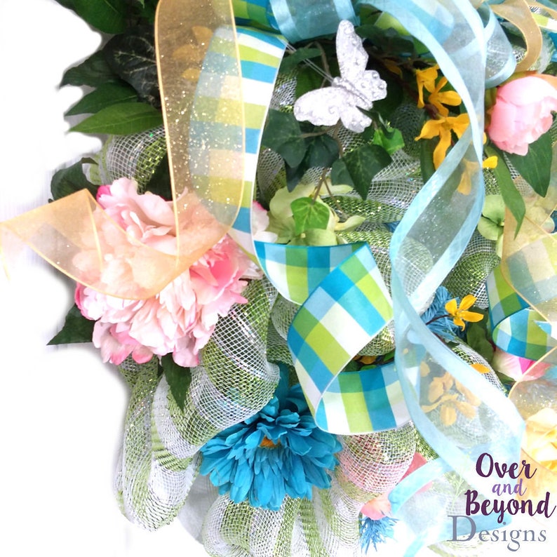 Wreaths for front door Butterfly wreath Door wreath Mesh wreath Spring wreath Wreaths for Spring Whimsical wreath Spring mesh wreath