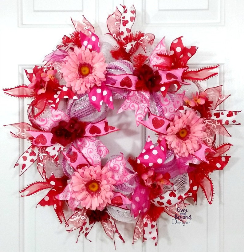 Valentine Storm Door Wreath Valentine Wreath Storm Door Wreath Valentine Mesh Wreath Valentines Day Wreath Slim Door Wreath Red Wreath