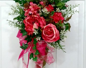 Corona rosa, piñas, corona rosa para interiores, corona rosa para interiores, corona verde para interiores, corona verde para interiores, regalo para ella, regalo de Navidad