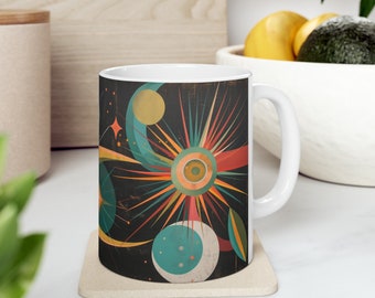 Mid Century Atomic Starburst Ceramic Mug, 11oz