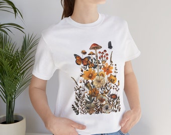 Wild Flowers Shirt, Butterflies, Nature, Shirt, T-Shirt, Women's Shirt, Mother Day Gift, Mom's Gift,