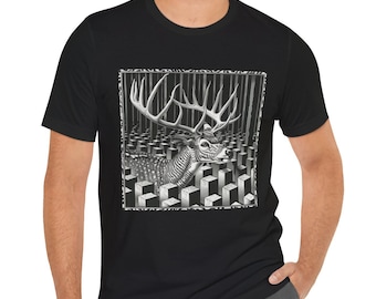 Escher Abstract Art Shirt, Deer Shirt, MCM, Vintage, Retro, Gift, Buck