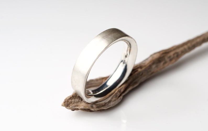 Silver Minimal Ring Thick Engagement Ring Minimal Wedding Band Minimal Wedding Ring Minimal Engagement Ring Wide Silver Ring