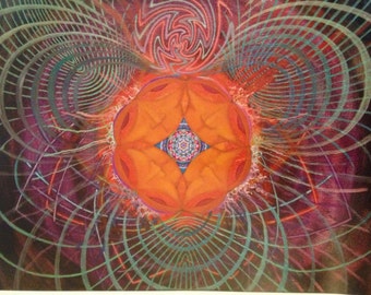 Psychedelic Visionary Art Poster, "Dreamcatcher" 11x14', Similar to Alex Grey