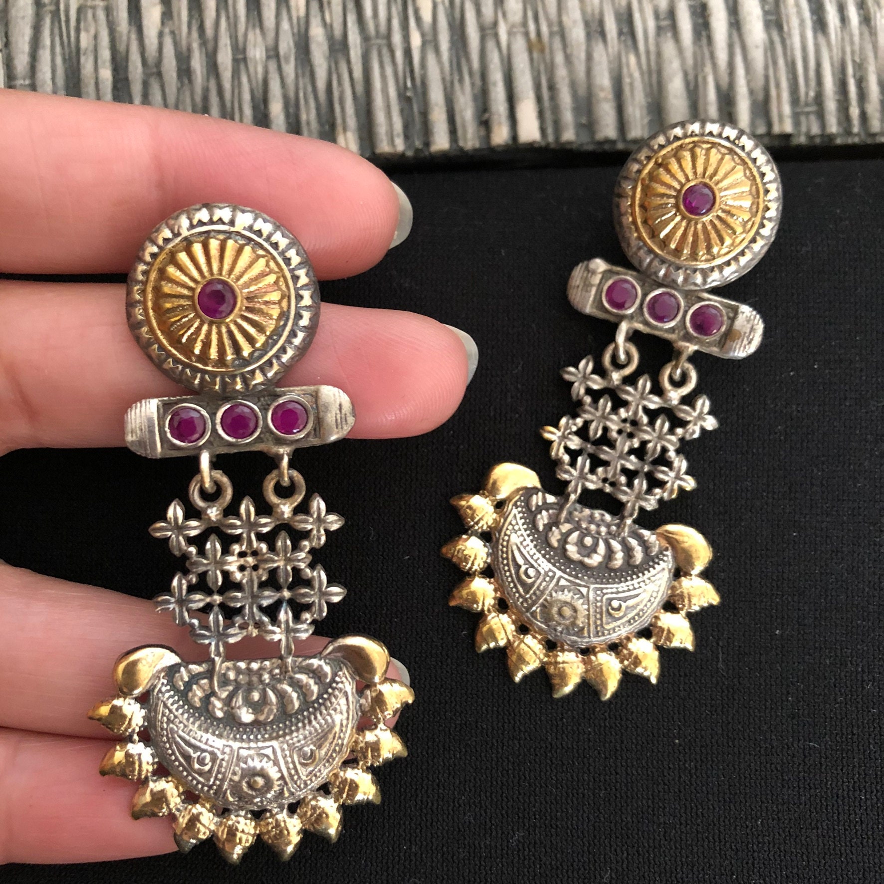 Antike silberne Look-Cubic Zircon Earring-AD Stein-Amrapali | Etsy