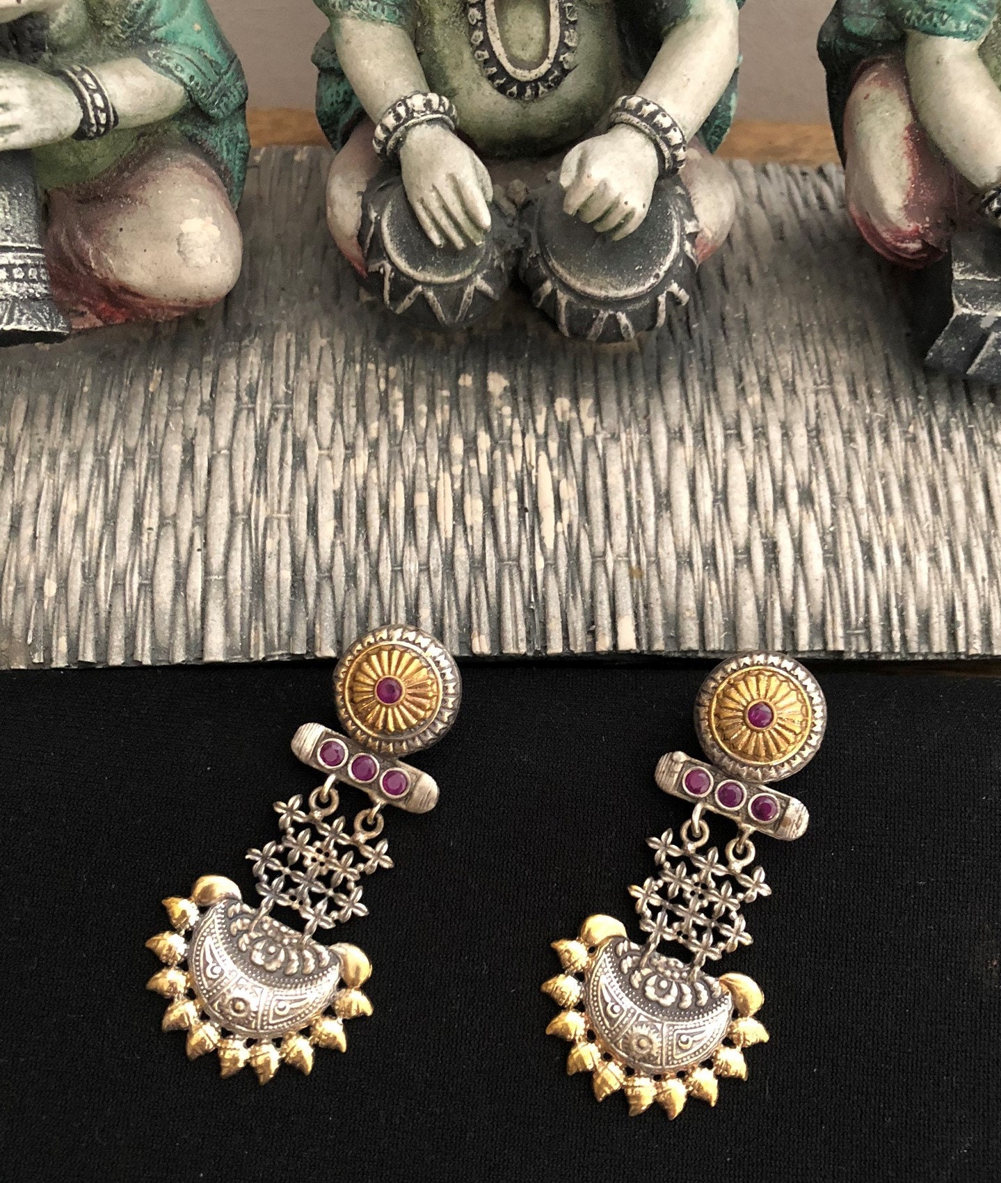 Antike silberne Look-Cubic Zircon Earring-AD Stein-Amrapali | Etsy