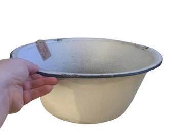 Vintage Emaille Bowl Emaille Bowl — Grote Emaille Bowl — Emaille Bowl Big — Grote Emaille Bowl — Emaille Grote Bowl — Zwart-wit Emaille Bowl