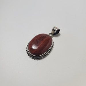 Sterling Silver Red Tiger Eye Pendant, Rare Stone, Gemstone Pendant, Top Quality, Bali Silver