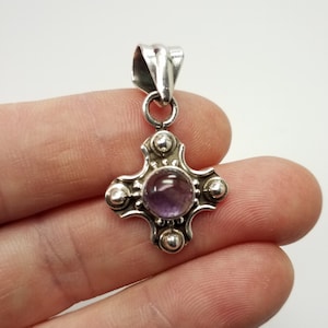 Sterling Silver and Amethyst Pendant, Rare Stone, Gemstone Pendant, Top Quality, Bali Silver