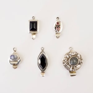 Sterling Silver Stone Box Clasp, Labradorite, Moonstone, Black Onyx, Garnet, Stone Rare, Gemstone Clasp, Top Quality, JBB Findings, Bali