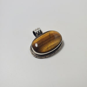 Sterling Silver Tiger Eye Pendant, Rare Stone, Gemstone Pendant, Top Quality, Bali Silver