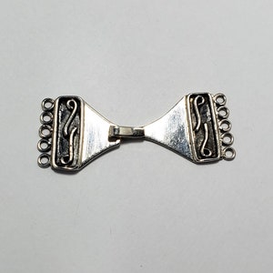 Sterling Silver .925 5 Strand Clasp 18x48mm, Jewelry Fastener, Multi-strand Clasp, Bali Silver Multi-strand Clasp