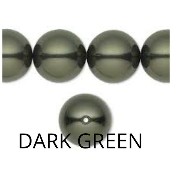 Brown, Dark Green, Dark Grey Swarovski Crystal Pearls, 5810, 3mm, 4mm, 6mm, 7mm, 8mm, 9mm, 10mm, 12mm, 14mm Swarovski Pearls, Wedding