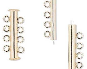 26mm Gold Filled Multistrand 4-Strand Slide Lock Clasp, High Quality Bracelet Clasp, Tube Clasp