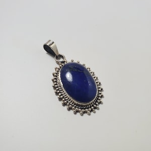 Sterling Silver Lapis Pendant, Rare Stone, Gemstone Pendant, Top Quality, Bali Silver