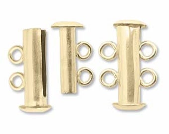 16mm Gold Filled Multistrand 2-Strand Slide Lock Clasp, High Quality Bracelet Clasp, Tube Clasp