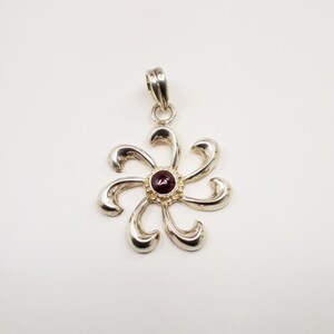 Sterling Silver and Garnet Pendant, Rare Stone, Gemstone Pendant, Top Quality, Bali Silver, Sun Pendant