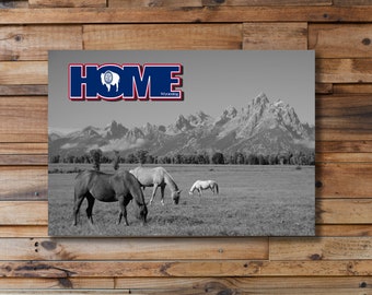 Wyoming HOME Print on Birchwood frame