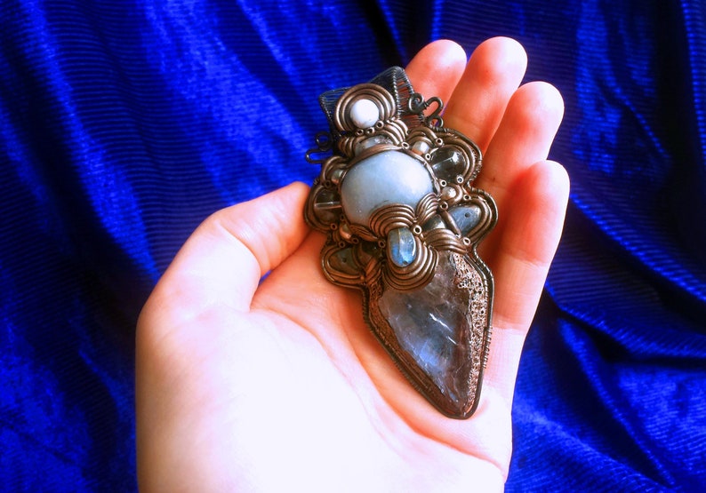 Blue Kyanite Angelite Raw Quartz ETC Spiritual Awakening;Blue Original Jewelry; Crystal Lover; Witchy Woman Labradorite Self-Reflection