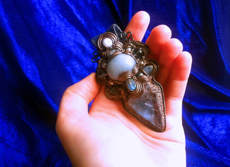 Blue Kyanite Angelite Raw Quartz ETC Spiritual Awakening;Blue Original Jewelry; Crystal Lover; Witchy Woman Labradorite Self-Reflection