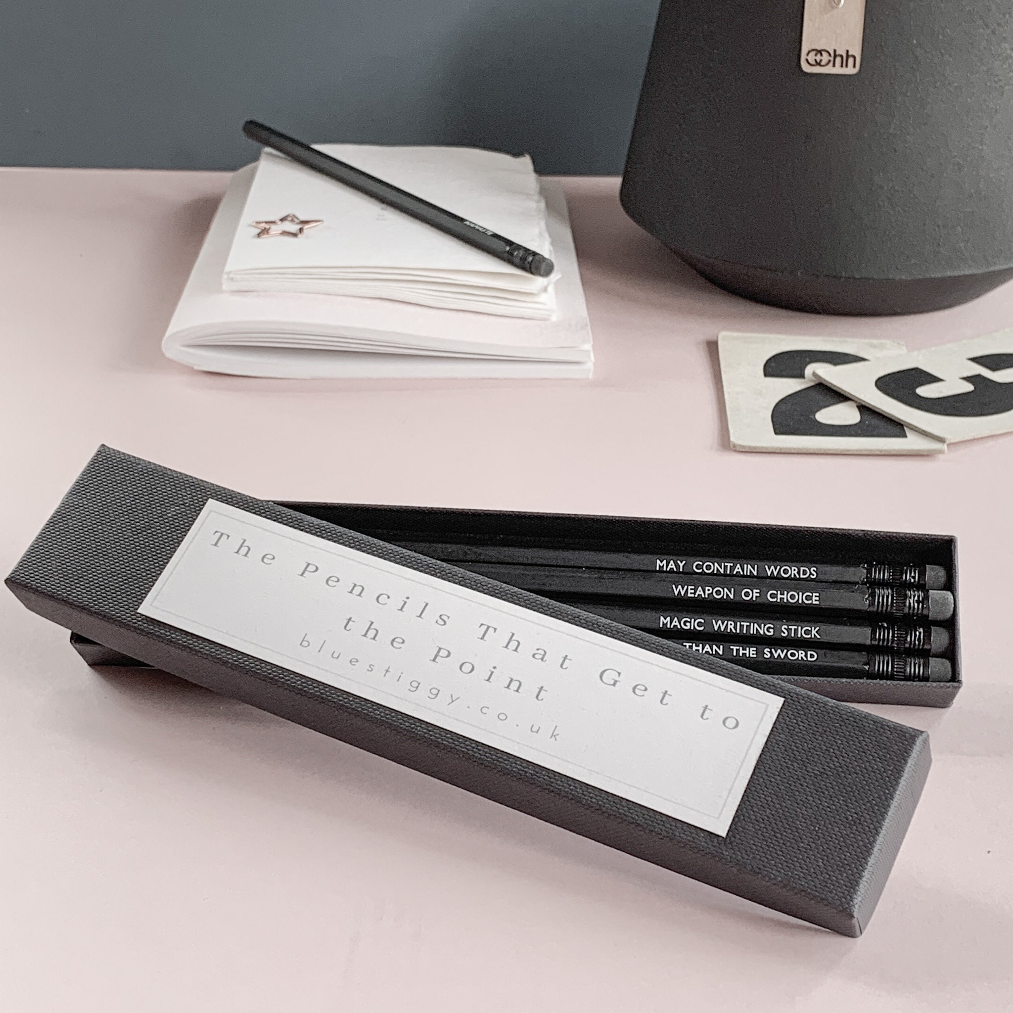 Writers Pencil gift set set of 4 humorous black and white Etsy