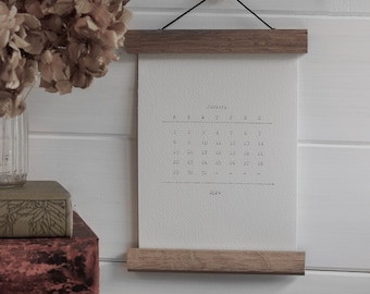 Small 2024 Typed Wall Calendar - Eco Conscious  Wall Decor for your Work from Home Office