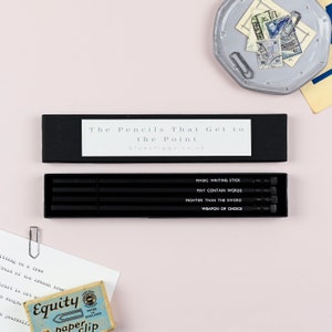 Writers Pencil gift set set of 4 humorous black and white pencils image 3