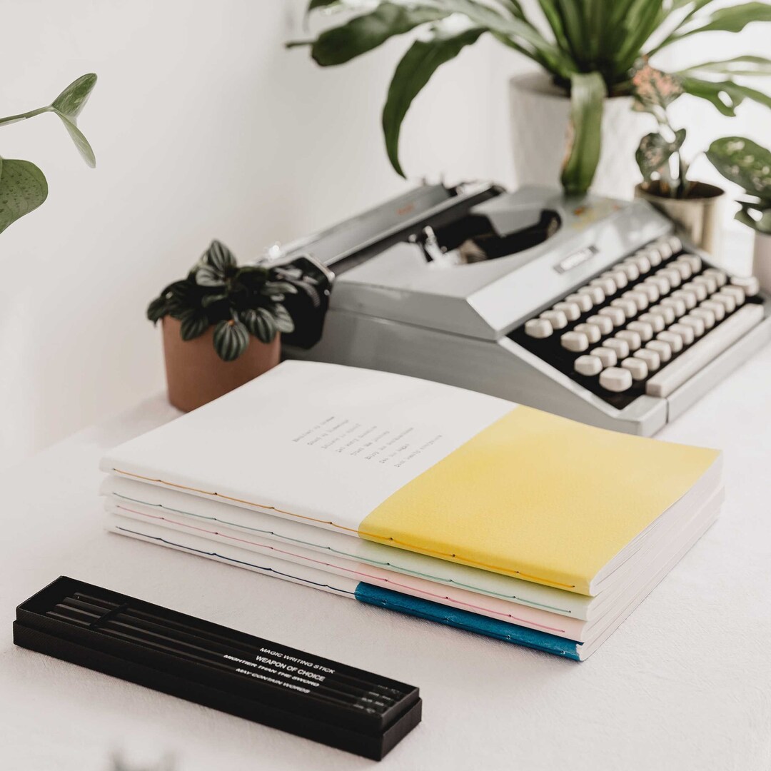 Typewriter Mini Notebook Personalized A4 Eco Notebook – Vintage Typewriter Text, Plain/lined/dot ...
