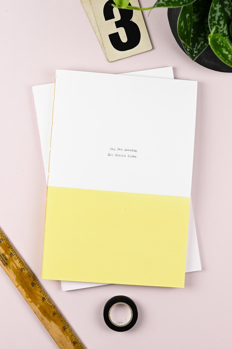 A4 Personalised Eco friendly Notebook Custom text typed on my vintage typewriter available with plain, lined or dot grid pages Yellow