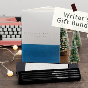 Writers Pencil gift set set of 4 humorous black and white pencils Writer's bundle