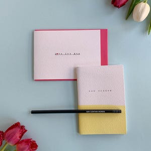 Geschenk für Mama - Bündel - Handgemachtes humorvolles Notizbuch, Bleistift und Karte - Umweltbewusst - Aus Recyclingpapier + Textilindustrieabfall