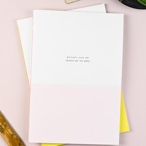 A4 Personalised Eco friendly Notebook Custom text typed on my vintage typewriter available with plain, lined or dot grid pages Pink