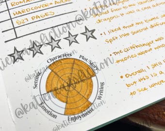 Printable Book Review Stickers for Reading Journal