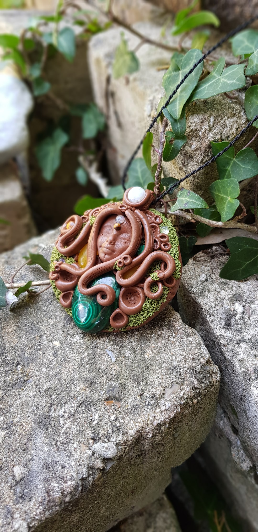 The Goddess of Moss Goddess of the Forest Pendant in Polymer Etsy