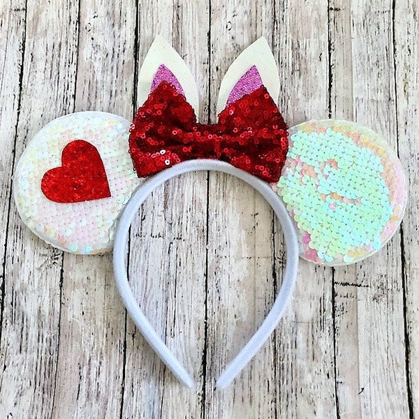 White Rabbit Sparkly Minnie Mouse Ears