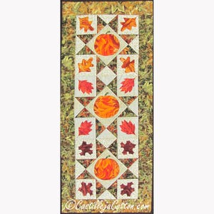 Sternenklarer Herbst Tischläufer Quilt Muster PDF - Herbstlaub & Kürbis Applikation - Fortgeschrittene - Wand-/Tischdekor