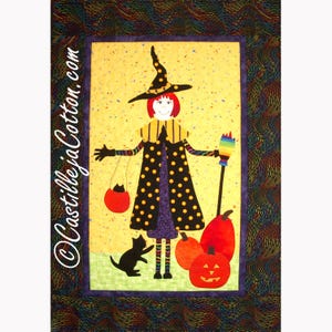 Bewitched Witch Quilt Pattern PDF - Digital Download Wall Hanging | Intermediate Fusible Applique for Halloween Decor