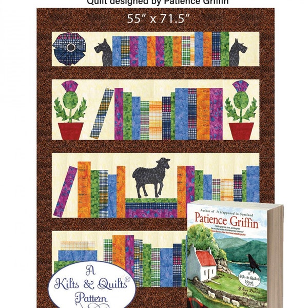 Gandiegow Library Quilt Pattern- Patience Griffin Quilt Pattern-Kilt In Scotland Book Quilt-Library Shelf Quilt Pattern