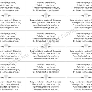 Pocket Prayer Quilt Tags Printable-Christian Quilt Poem Label PDF