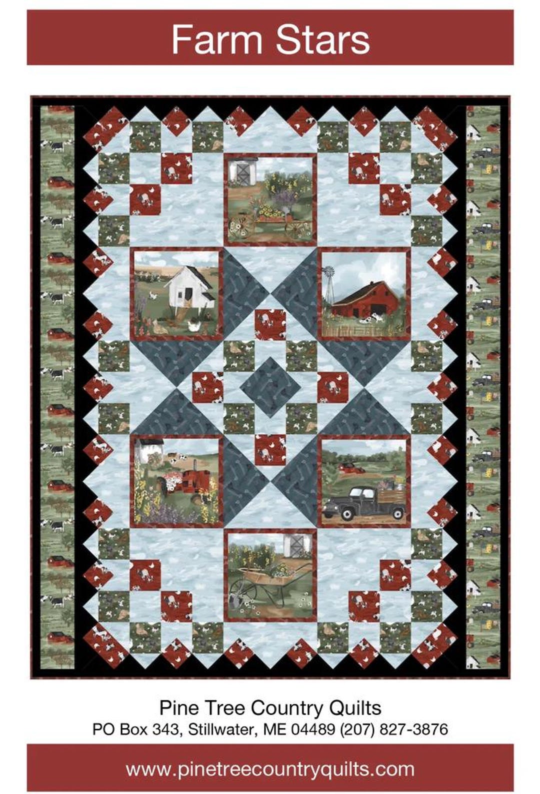 Farm Stars PDF Quilt Pattern-pine Tree Country Quilts-sandy Boobar-sue ...