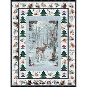 Motif de courtepointe Deer and Friends Panel PDF Patron de courtepointe-Diane McGregor-Castilleja Cotton