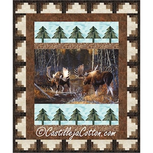 Motif de courtepointe à panneau Orignal dans le ruisseau Motif de courtepointe PDF - Diane McGregor - Coton Castilleja