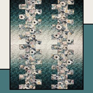 Creme Fraiche Quilt Pattern: Teal Gradient Floral Design (PDF Pattern)