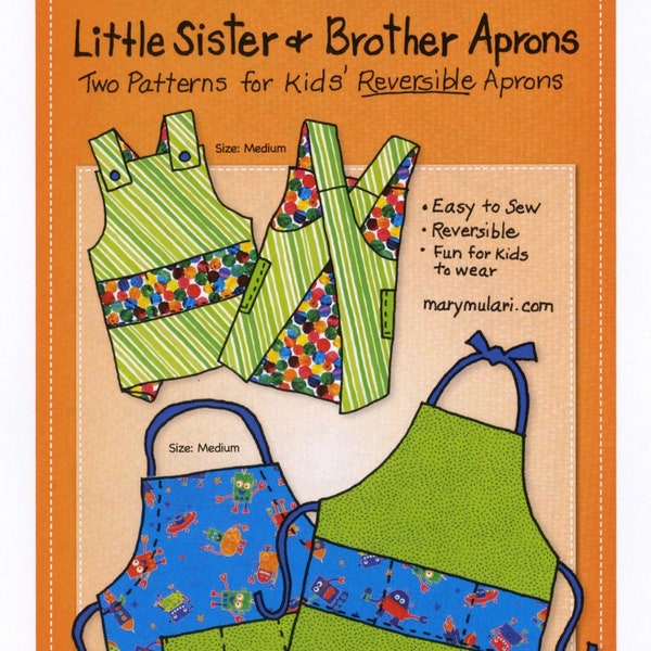 Little Sister & Brother Apron Pattern-Mary Mulari Designs-Kitchen Apron Pattern