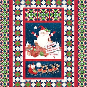 Santa on A Roof PDF Quilt Pattern-Downloadable Quilt Pattern-Panel Quilt Pattern