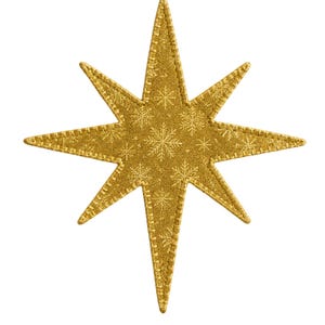 Mall för applikation med julstjärnor i PDF-format | 7 storlekar 5–20 cm | Sömnadsdesign för julquiltdekorationer